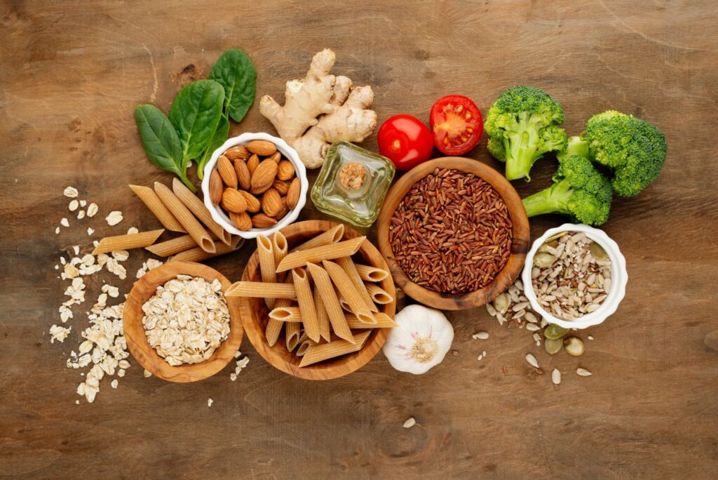 Complex carbohydrates such as whole grains, fruits and vegetables