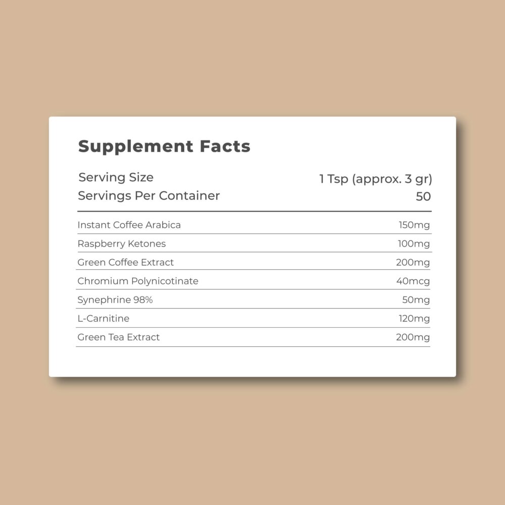 Lida Slim Coffee Nutrition Facts