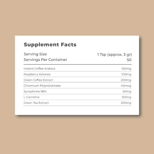 Lida Slim Coffee Nutrition Facts